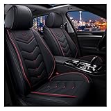 Autositzbezüge Set Leder,Autositzschoner Set Universal,Schonbezüge Auto Komplettset 5-Sitze,Sitzbezüge Auto-Schwarz Rot (schwarz rot)
