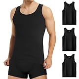 Mowenti 3er Pack Unterhemd Herren Tank Top Schwarz Herren 100% Baumwolle Muscle Ohne Arm Tanktops Feinripp für Sport Gym M