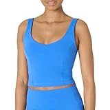 Amazon Essentials Damen Aktives FormFlex-Tanktop mit BH, Leichtem Halt und Verkürztem Schnitt, Butterweich, Ozeanblau, M