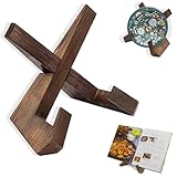 Buchständer Holz, Kochbuchhalter, Buchhalter, Rezepthalter für Küche, Buch Halterung, Tragbare Leseständer, iPad Tablet Ständer, Zum Ausstellen von Büchern, Tellern, Bilderrahmen