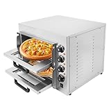 JJsdwin Professional Doppel Pizzaofen 3000W, Kommerzieller Backofen mit Einstellbare Temperatur, Mehrzweck-Pizzamaker Indoor für Pizza, Brot und Backwaren