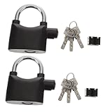 MOTHNUR 2 Stück Teiliges Sicherheits alarm padlock mit Schlüsseln Lauter Diebstahlschutz Robustes Bügelschloss für Fahrrad Motorrad Tür und Lager Kompakt Tragbar Schwarz