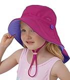 Creekstone Kleinkinder Sonnenhut mit Nackenschutz, LSF 50+, UV-Schutz Cap, Breite Krempe, Umkehrbar Sommer-Strandhut für Mädchen und Jungen (DE/NL/SE/PL, Alter, 3 Jahre, 5 Jahre, Fuchsie)