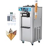 VEVOR Kommerzielle Softeismaschine, 21–31 l/h Leistung, Freistehende Softeismaschine mit 3 Geschmacksrichtungen, 2 x 5,5 L Edelstahlzylinder, LED-Panel, Automatische Vorkühlung, für Restaurantbars