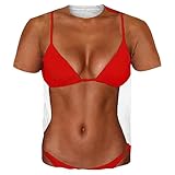 T-Shirt für Muskulöse Männer Lustige 3D Druck Oberteile Muskel Kostüm Bikini Body Gedruckt Muskelshirt Unsex Große Größen Witzig Gedruckt Kurze Ärmel Kurzarm Sport Tshirts