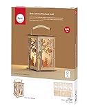 Rayher Holz Laterne Wald, mit Griff, 15,3 x 15,3 x 26,5 cm, Holzbausatz 23tlg, Windlicht, für LED-Kerze, Lichterkette, Holz FSC zertifiziert, 64030505, Natur