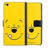 Klapphülle kompatibel mit Huawei P8 Handyhülle aus Kunst Leder schwarz Flip Case Winnie Puuh Offizielles Lizenzprodukt Disney