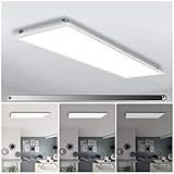Vkele [Pro 100 lm/W] Led dimmbar Panel 120x30cm Kaltweiß 6000K 36W 3700lm Weißrahmen Deckenleuchte, Bürodeckenleuchte inkl. Trafo und Anbauwinkel für Schlafzimmer Büro Esszimmer Küche