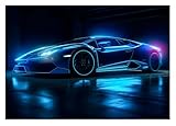 Fototapete Auto Sportwagen 3D Effekt Gaming Junge Kinderzimmer - inkl. Kleister - für Kinder Jungs Vlies Tapete Wandtapete Vliestapete Motivtapeten Montagefertig (208x146 cm)