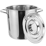 VICASKY Suppenkübel aus Edelstahl Induktion doppelt Suppeneimer Suppentopf gemacht Kessel Stockpot mit Deckel Hot Pot Cooker Stahleimer Kocheimer Rostfreier Stahl Silver
