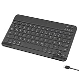 HMTDIYOU Tastatur für iPad/Air/Pro/Mini/ 10,9/10,2/9,7 Zoll, Kompatibel mit Windows/Android/iOS, QWERTZ Layout, Schlanke Deutsche Kabellose Bluetooth Tastatur, Schwarz