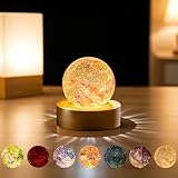 AMFUN Kristallkugel Nachtlicht, Glaskugel-Nachtlampe mit Holzsockel, Raum-Meditationslampe, Dekorative Glaskugeln für Zuhause, Geschenke für Männer, Frauen, Kinder, Jungen