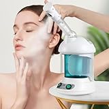 Gesichtssauna Gesichtsdampfer Gesicht Dampf, Gesichtsdampfer mit Lonendampf, Professional Nano Ionic Gesicht Dampfgerät, für Tiefenreinigung und Hautpflege, für Zuhause oder im Salon 220V (Weiss)
