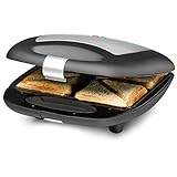ROMMELSBACHER Sandwich Maker ST 1410 - für 4 Sandwiches, 2-Lagen Antihaftbeschichtung, schnelles Aufheizen, wärmeisolierter Handgriff, platzsparende Aufbewahrung, schwarz/Edelstahl