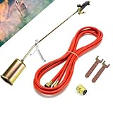 Gasbrenner 58 KW + Ständer + 5 Meter Schlauch + Adapter Dachbrenner Unkrautvernichtung, Anzünder, Bitumenbahnen Brenner Abflammgerät Abflammgerät für Unkraut SN0283