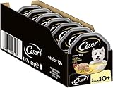 Cesar Hundefutter Nassfutter Senior 10+ mit Huhn & Reis, 7 er Pack, (7 x 2 Schalen x 150 g)