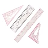 Schneider-Lineal, dreieckig, mit Winkelmesser, Nähen, Messwerkzeug zum Zeichnen, Nähen, Basteln, 4 Stück