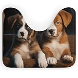 BVKWNTSA Rutschfeste U-förmige Bodenmatte für Welpen, Hunde, Haustiere, Tiere, bedruckt, weich und bequem, für Badezimmer, WC, Bodenmatte