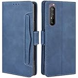 HualuBro Handyhülle für Sony Xperia 1 II Hülle Leder, Flip Case Cover Stoßfest Klapphülle Handytasche Schutzhülle für Sony Xperia 1 II Tasche (Blau)