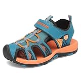 SAGUARO Jungen Sandalen mit Geschlossene Zehe Mädchen Sommer Trekkingsandalen Atmungsaktiv Rutschfest Kinder Sanldalen für Outdoor Sport Cyan 27 EU