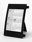 HiCuCo 3-Monats-Tischkalender für 2025 + 2026 - Aufstellkalender - Stehkalender - mit Drehmechanik - Farbvarianten - (Schwarz)
