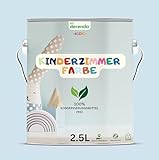 derendo Kinderzimmer Wandfarbe – Umweltfreundlich, Geruchsneutral, Hohe Deckkraft, Schadstofffrei – Farbenfrohe Auswahl pastellfarben Farbe Luftballon Blau 2,5L