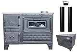 Giesty® Outdoor-Küchenofen Terrassenofen, Outdoorküche Gartenküche Holzofen Ofen mit Holz Holzkohle, Garten-Kamin, Outdoor-Küchenherd, Kuzine Soba (Gusseiserne Tür+2 Rohre+wasserdichte Abdeckung)