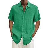 Qmfvqi Leinen Hemd Herren Sommer Kurzarm Businesshemd Baumwolle Leinen Freizeithemd Sommerhemd Leinenhemd Herrenhemden Wanderhemd Regular Fit Trachtenhemd Button Down Trachtenhemd