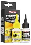 Klebenaht aus der Flasche - 2K Sekundenkleber extra stark mit Filler (XXL Packung) - Profi Schweißnaht Kleber für Plastik, Kunststoff, Holz, Metall, GFK, uvm. - Hitzebeständig & wasserfest