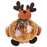 CLISPEED Weihnachtlicher Großer Aufbewahrungskorb aus mit Rentiermotiv Dekorativer Candy Basket für Süßigkeiten und Snacks Praktischer Multifunktionaler Weihnachtskorb Stilvoller