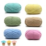 Häkelgarn, 6 x 50 g Handstrickgarn Baumwollgarn, Handstrickgarn Set, Leichte Pflege, Garnsets aus Wolle, für Häkeln und Kunsthandwerk, 6 Farben(Acrylgarn)