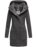 MARIKOO Damen Mantel Trenchcoat Wintermantel Übergangs Jacke Parka Lang B819 [B819-Maik-Anthrazit-Gr.XL]