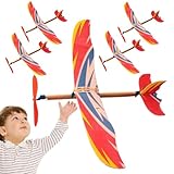 Flying Glider - Modellflugzeugspielzeug für Kinder, Gummibandflugzeuge | Tragbares 5-teiliges handgeworfenes Flugzeug-Spielzeugset, leichte, langlebige Segelflugzeuge für Spiele im Freien, Partys und