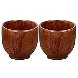 Tasse Jujube rund, aus Massivholz, Teetasse aus Holz, japanische Tassen, aus Holz, Becher, aus Naturholz, Kaffeetasse, Sake-Teetasse, kreativ, Handtasse, 2 Stück