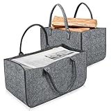 2x Filztasche Kaminholz Tasche für Holz Zeitungs Korb Shopper Tragetasche