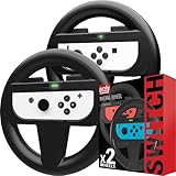 Orzly 2 x Lenkräder für Nintendo Switch – 2 x schwarzes Lenkrad für Joy-Cons der Nintendo Switch Konsole – Twin Pack