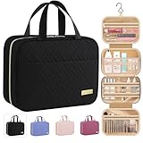 HOTOR Kulturtasche Damen wasserdichte  Kosmetiktasche mit Haken – Geräumige  Kulturbeutel Damen  für Reisen – Groß  Kulturbeutel Zum Aufhängen für  Weekender Damen, 29.0 x 23.0 x 8.5cm, Schwarz