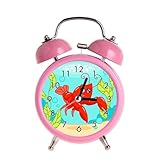 Kinder Wecker retro leise Zeiger Uhren Runde Nummer Doppel Uhren s hohe Wecker rosa Farben Nachtlicht Home Dekor Krebse Cartoon