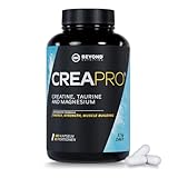 CREAPRO® 3.5g Kreatin + Magnesium, L-Taurin, Piperin - Monohydrat 200-mesh, 180 Kapseln, 30 Portionen, hochdosiert & vegan, Markenware für echte Kraftsportler