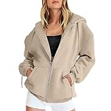 Generisch Sweatjacke Damen Mit Kapuze Kapuzenpullover Modisch Süßes Reißverschluss Mantel Casual Freizeitjacke Leicht Sweatpulli Basic Sweatshirts Einfarbige Streetwear Oberteil Winterjacke