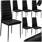 tectake® eleganter Stuhl mit hoher Rückenlehne, 6er Set, Pflegeleichte Esszimmerstühle, Küchenstühle 6er Set, Stühle 45 x 48 x 98,5 cm, Polsterstuhl modern und bequem - schwarz