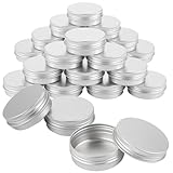 SHUESS 35 Stück Aluminium Leer Döschen, 40ML Rund Reise Cremedose Tiegel Aluminium Dosen für Kosmetik Nagelkunst Knöpfen Salben - 5. x 2.3cm (Silber)