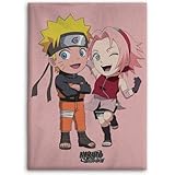 AYMAX Naruto & Sakura Kuscheldecke – Flauschige Mikrofaser-Decke 100x140 cm – Offizielles Naruto Shippuden Lizenzprodukt – Süßes Chibi-Motiv – Ideal für Sofa, Bett & Anime-Zeit