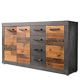 trendteam smart living - Indy - Kommode - Graphit Grau/Alteiche - 4 Schubladen, 4 Fächer - (BxHxT) 151 x 86 x 37 cm - Sideboard in rustikaler Optik