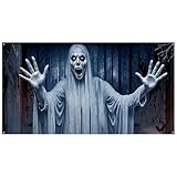 Halloween-Garagentor-Abdeckung, 2,1 x 4,8 m, riesige leuchtende Dekoration für gruselige Nächte im Freien Elektro Deckenheizstrahler Mit Fernbedienung (A, One Size)