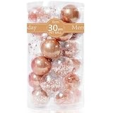 Weihnachtskugeln Roségold 30 Stück Christbaumkugeln 6 cm für Weihnachten – Bruchsichere Weihnachtsbaumkugeln aus Plastik für Weihnachtsbäume und Festliche Deko – Ideal für Baum, Tischdeko und DIY
