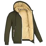Generisch 2025 Winterjacke Herren Parka, Warme Mit Kapuze Steppjacke Sherpa Ausgekleidet Reißverschluss Fleecejacke Herren Langarm Gefütterte Herren-Jacken, M-3XL