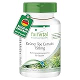 Fairvital | Grüntee Extrakt - 90 Kapseln - 1500mg Grüntee Extrakt pro Tagesdosis - 50% Polyphenole, 30% Catechine, 15% EGCG, 7% Koffein - HOCHDOSIERT - VEGAN - Camellia Sinensis