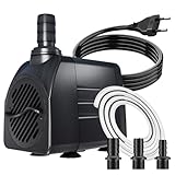 Knifel Springbrunnenpumpe 25W 1500L/H Teichpumpe Schutz vor überhitzung Funktion Ultra Leise Aquariumpump Wasserpumpen Mit 1,8m Kabel für Brunnen, Hydroponik-Systeme.Submersible Tauchpumpe, Schwarz