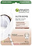 Garnier Tuchmaske, Gesichtsmaske für trockene und müde Haut, Intensive Pflege und Revitalisierung, Vegane Formel mit Kokosmilch und Hyaluronsäure, Nutri Bomb, 28 g
